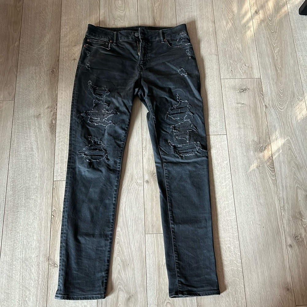 Mens distressed American eagle Next level flex jeans (blank denim)